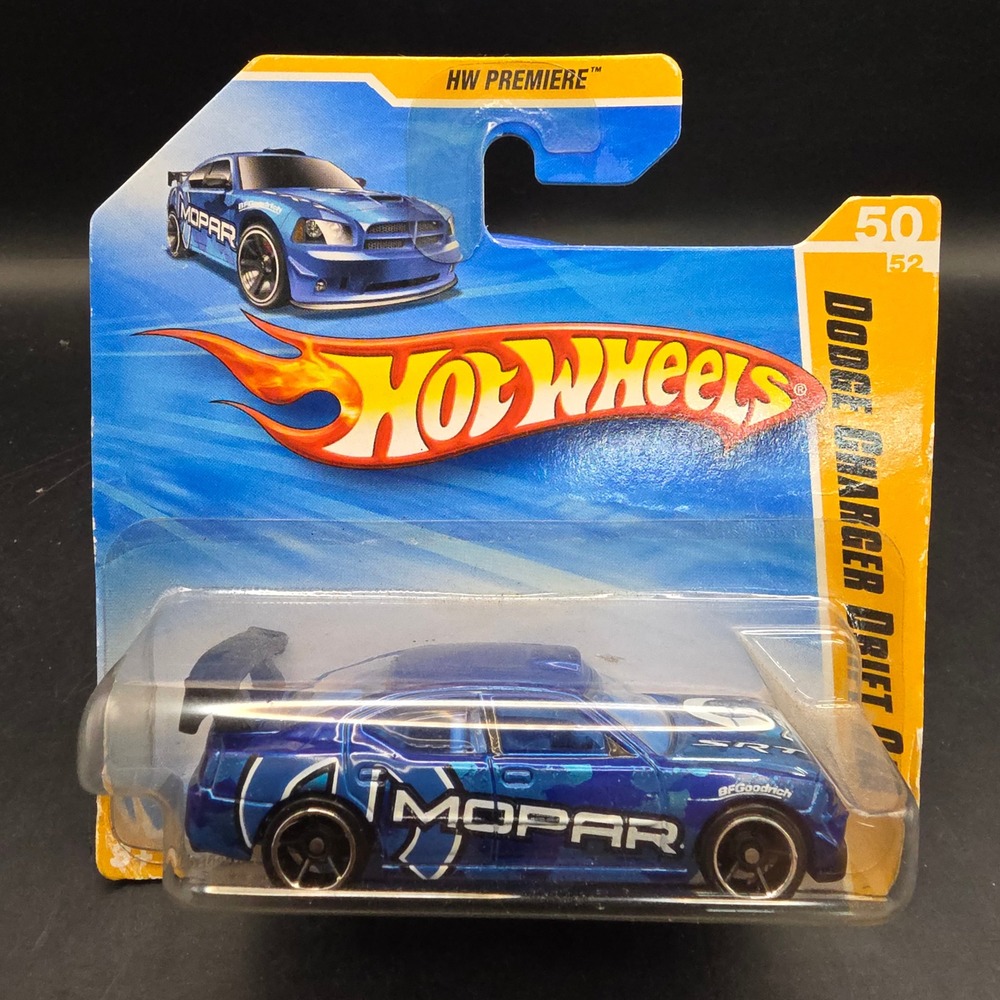 Hot Wheels Dodge Charger Drift Car Blue Mopar 2010 HW Premiere #050 Short Card